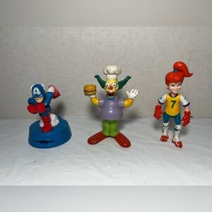 3 Burger King Talking Crusty The Clown, Captain America , Boomer Roller Skater